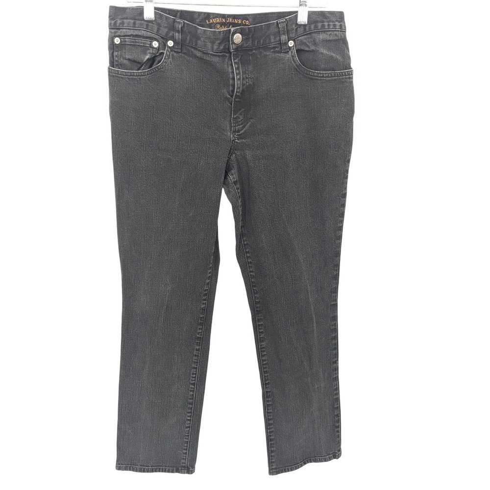 Ralph Lauren Jeans Co Straight Leg Jeans Womens 12 Washed Black Denim Designer
